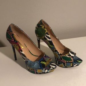 Multi color peep toe stiletto